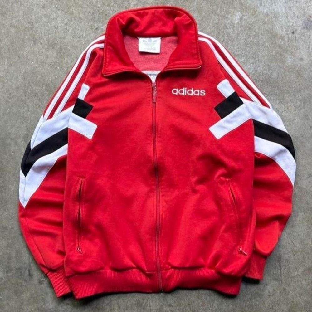 Vintage 80s Adidas red tracksuit zipup  Women's Size small